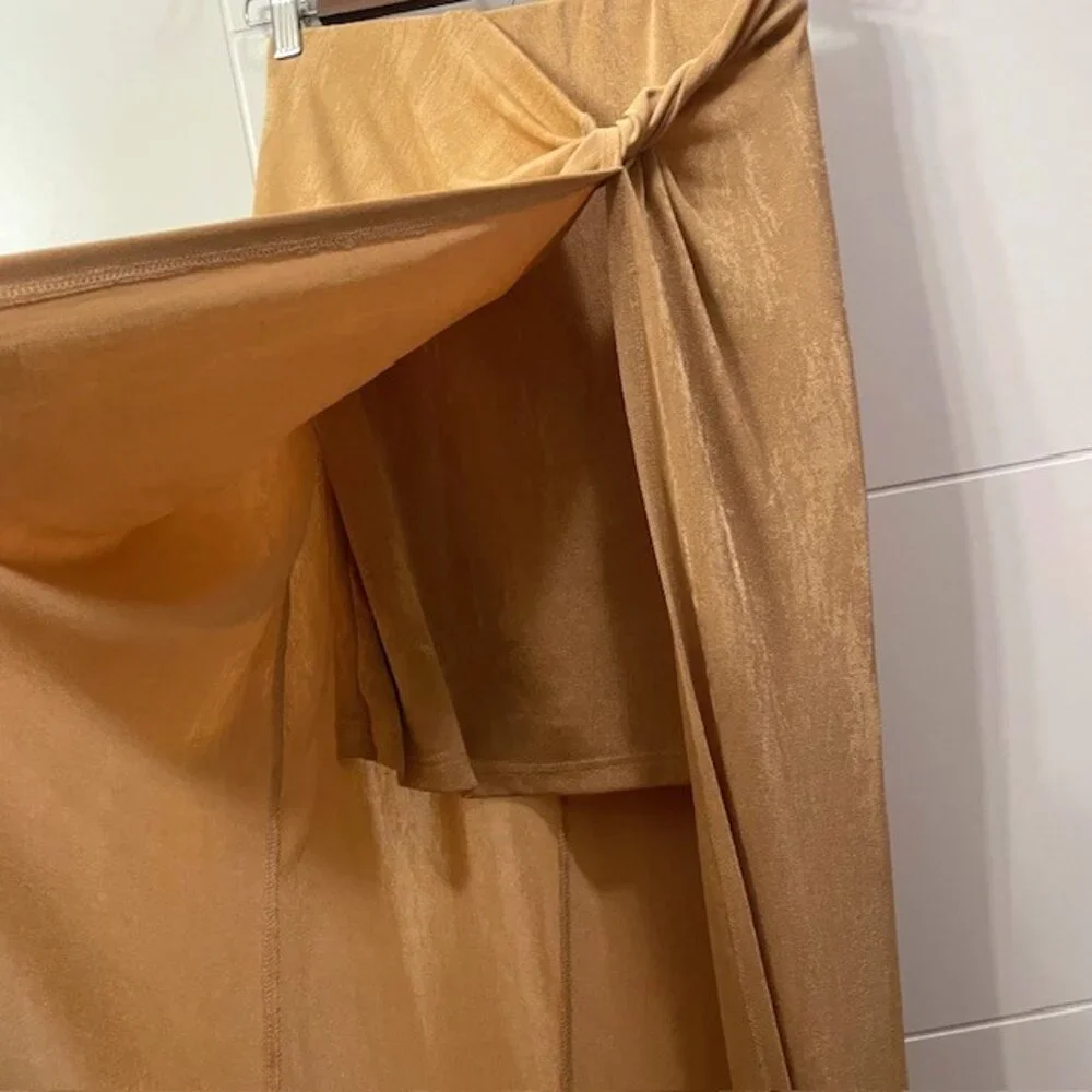 NWT Significant Other Ivy Mini Skirt Midi Overlay Sand Gold Tan US Size 6